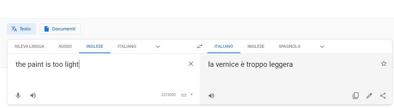 traduzione con Google Translate